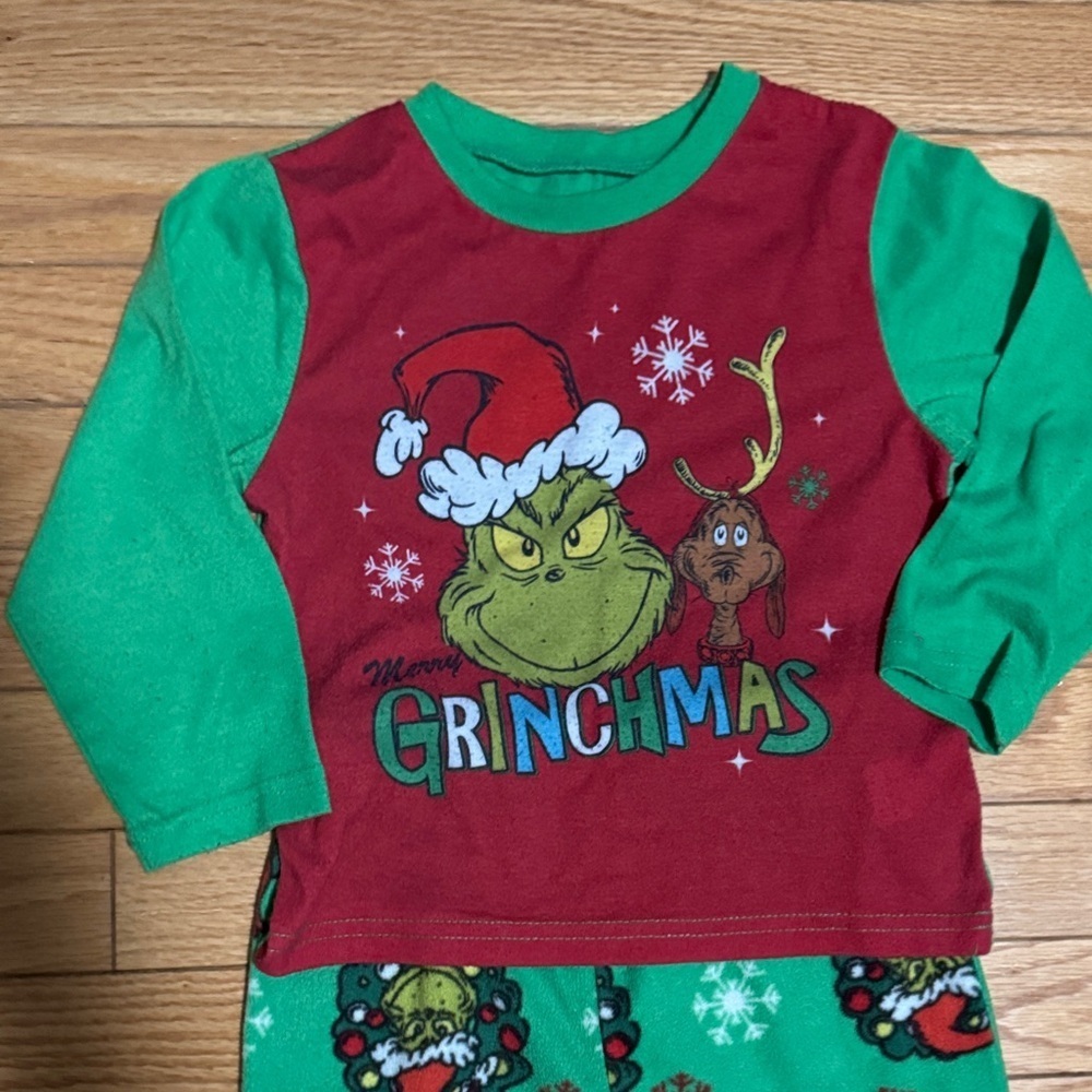 Grinchmas Kids Pajamas - Red and Green - Picture 2 of 4